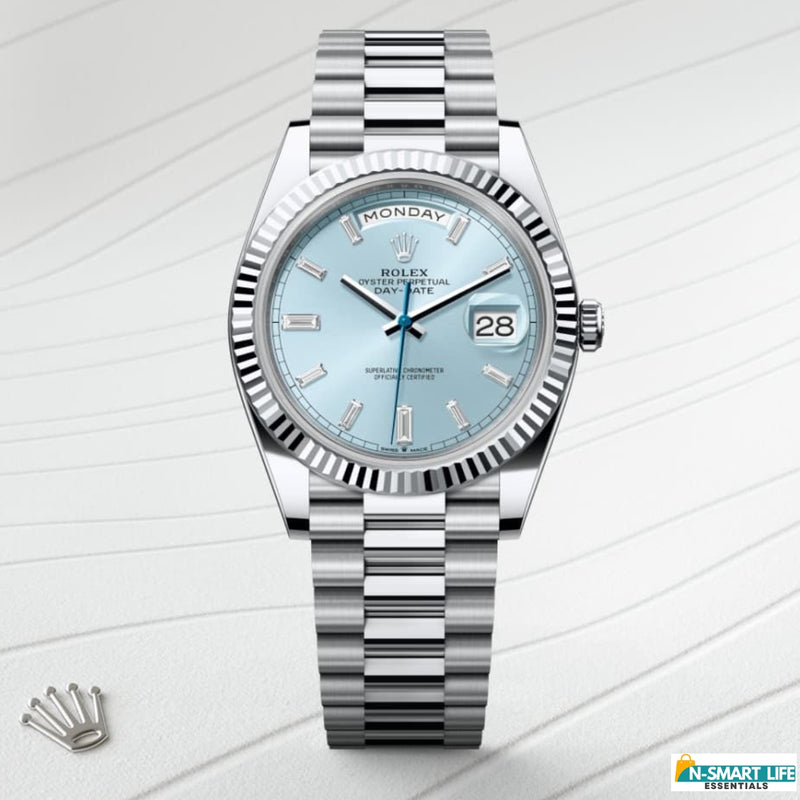 R9-1100222-57P RO_LEX Premium Day Date – Silver Sky Blue Dial Watch