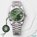 R9-110027A-56P RO_LEX Premium Day Date – Silver Green Dial Watch.