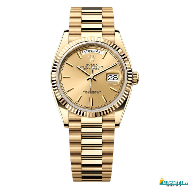 R9-110028A-56P RO_LEX Premium Day Date – Golden Dial Watch.