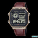X9-A112151 Standard Digital World Time Leather Strap Quartz Watch.