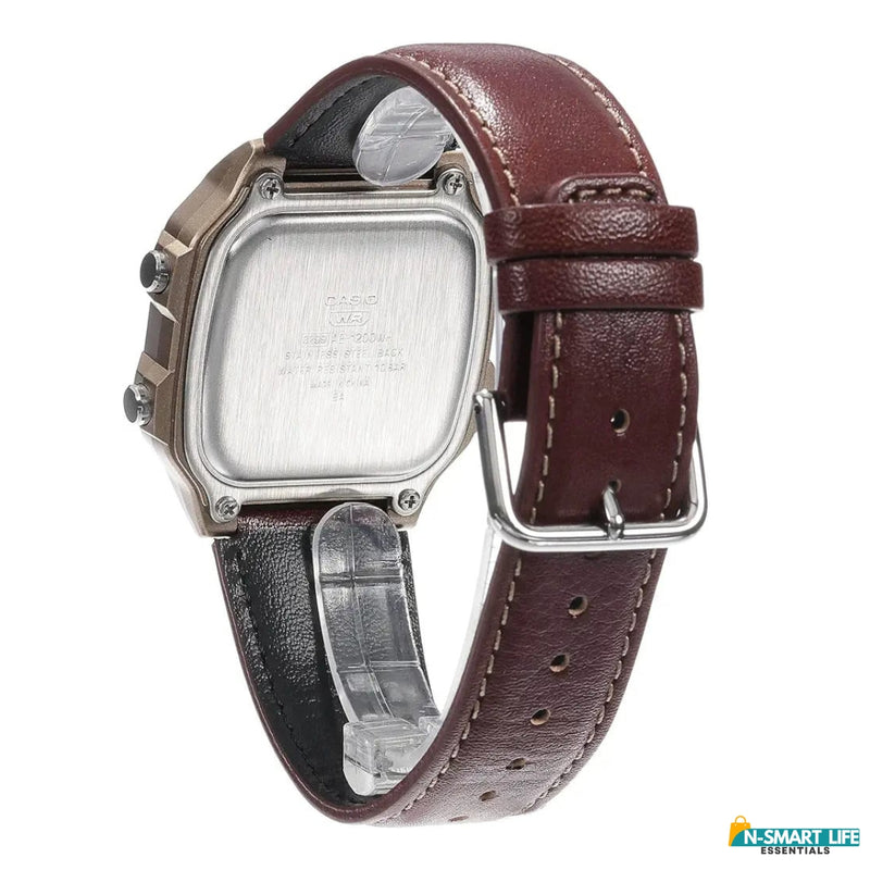 X9-A112151 Standard Digital World Time Leather Strap Quartz Watch.