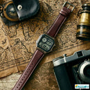 X9-A112151 Standard Digital World Time Leather Strap Quartz Watch.