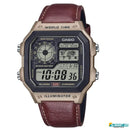 X9-A112151 Standard Digital World Time Leather Strap Quartz Watch.
