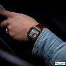 X9-A112151 Standard Digital World Time Leather Strap Quartz Watch.