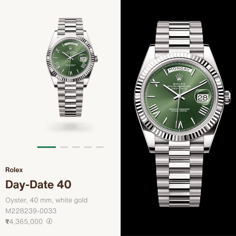 R9-110027A-56P RO_LEX Premium Day Date – Silver Green Dial Watch.
